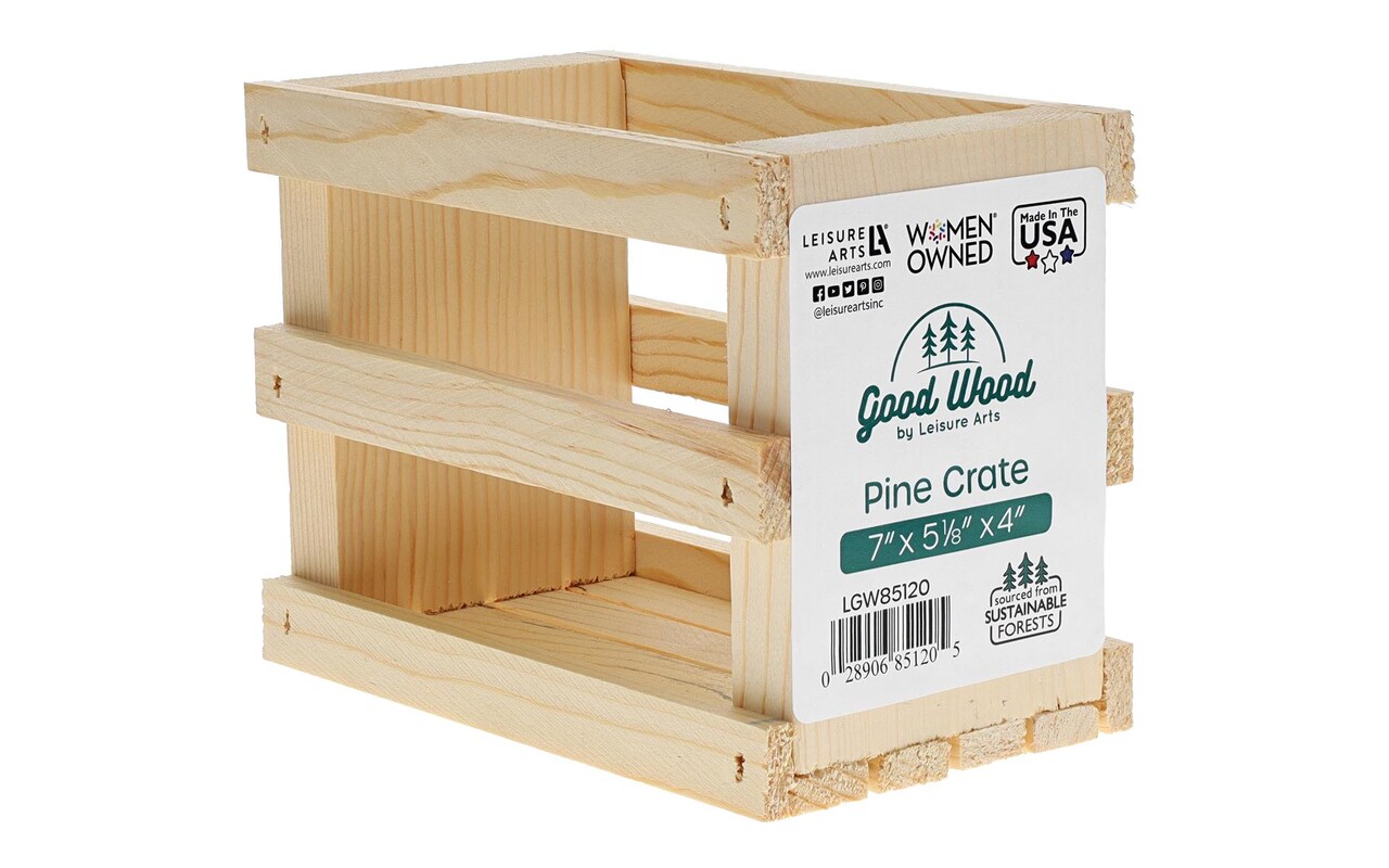 Good Wood by Leisure Arts Wooden Crate wood crate unfinished